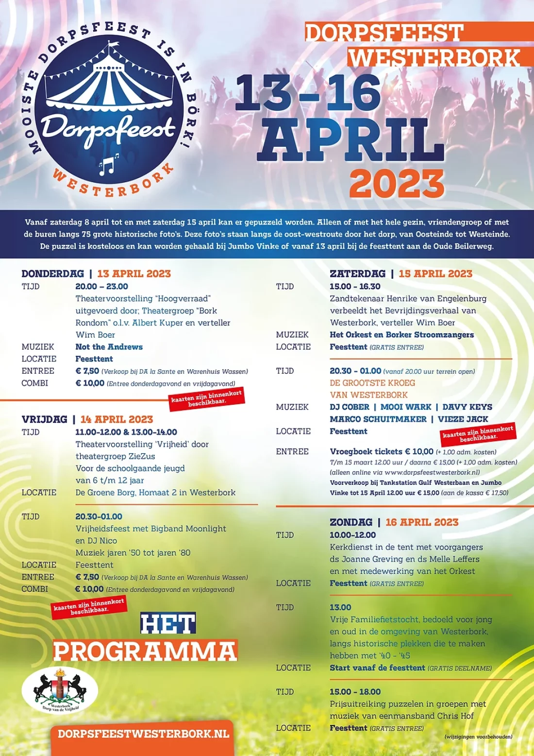 Dorpsfeest Westerbork  13 t/m 16 april 2023